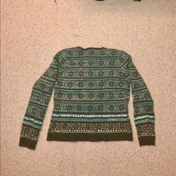 Talbots Zip-Front Sweater w/ Beaded Design - Picture 4 of 7